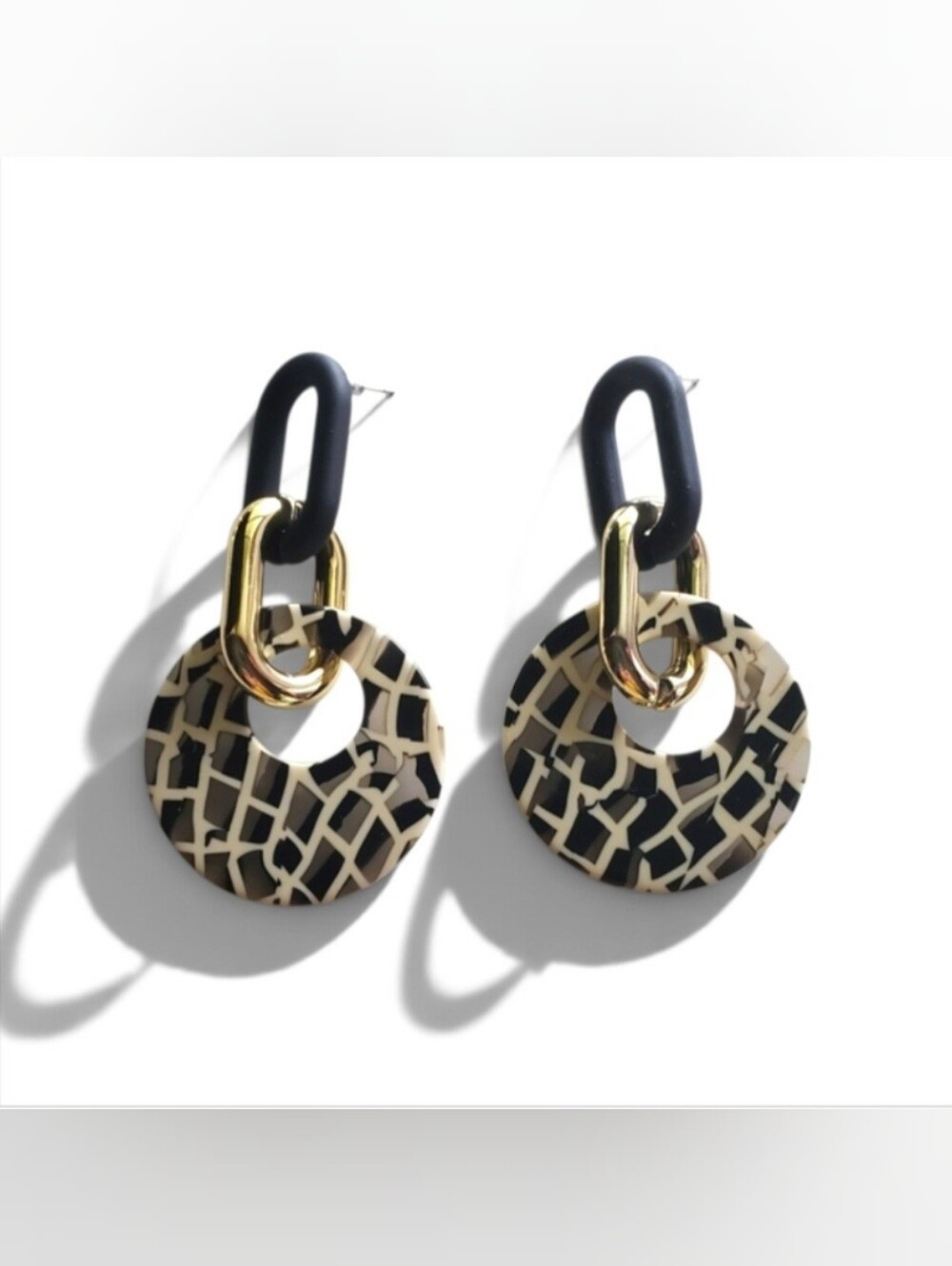 Retro Abstract Acrylic Drop Hoop  Earrings